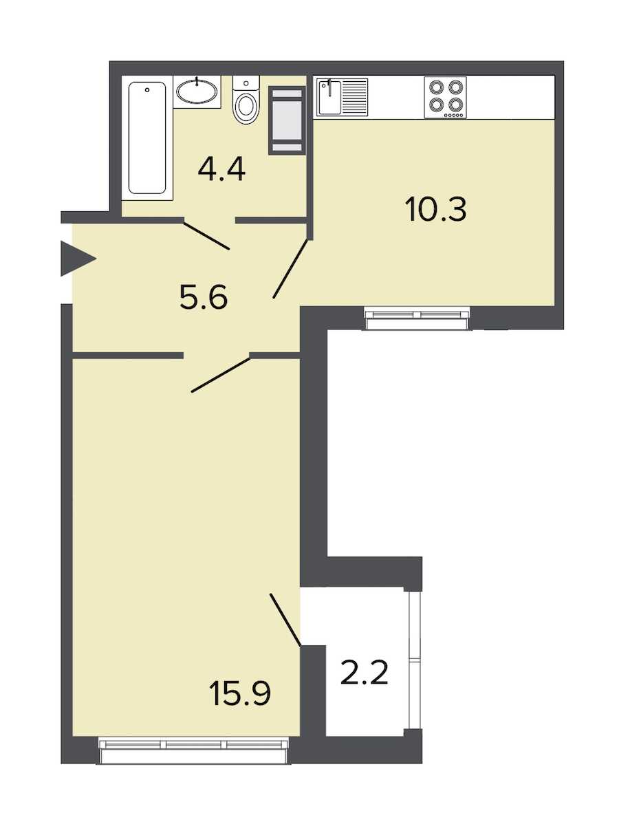 Однокомнатная квартира в : площадь 36.2 м2 , этаж: 15 - 18 – купить в Санкт-Петербурге
